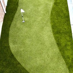 Aerial view of a multi-hole golf putting green with three flags. | Down To Earth Landscaping | Jackson New Jersey, USA (732) 833-7702