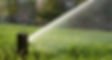 Automatic sprinkler head spraying water across lush green grass, building visible. | Down To Earth Landscaping | Jackson New Jersey, USA (732) 833-7702
