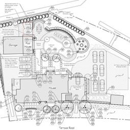 Architectural landscape design plan, including Garage, Pool, and Terrace Road. | Down To Earth Landscaping | Jackson New Jersey, USA (732) 833-7702